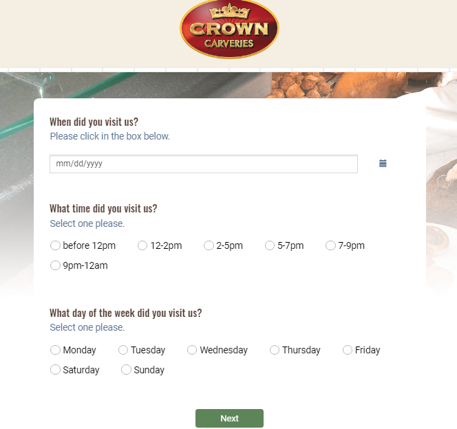 Crown Carveries Online Survey