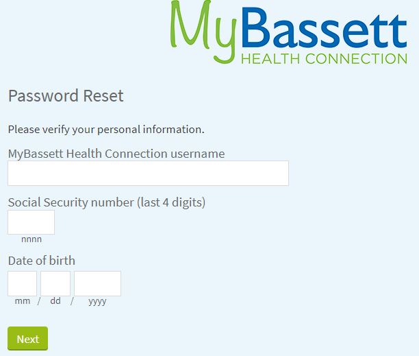 bassett mychart forgot password