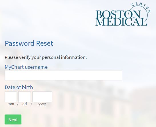 boston medical center forgot password