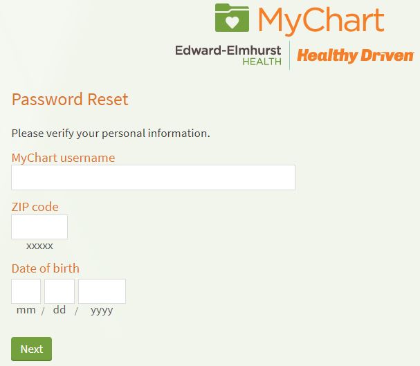 edward elmhurst mychart forgot password