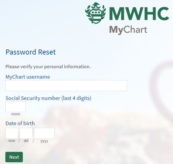 mary washington mychart forgot password