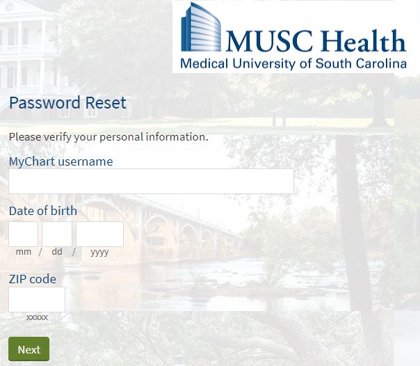 musc mychart forgot password