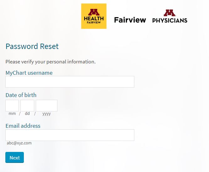my chart fairview forgot password