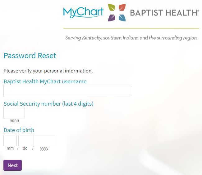 mychart baptist forgot password