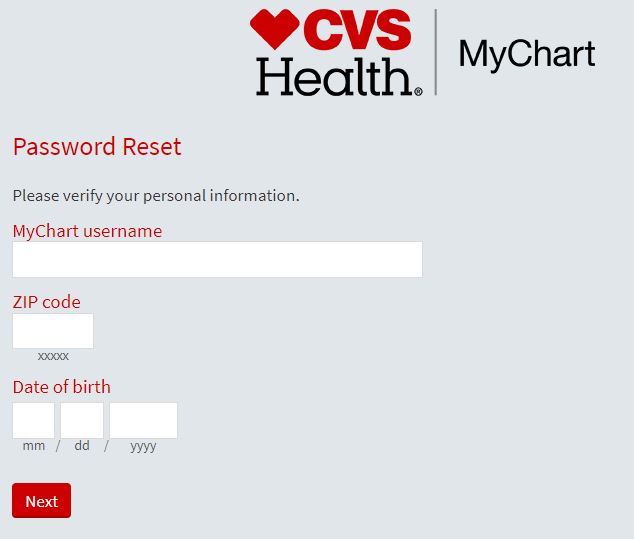 mychart cvs health forgot password