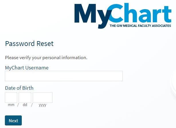 mychart gwu forgot password