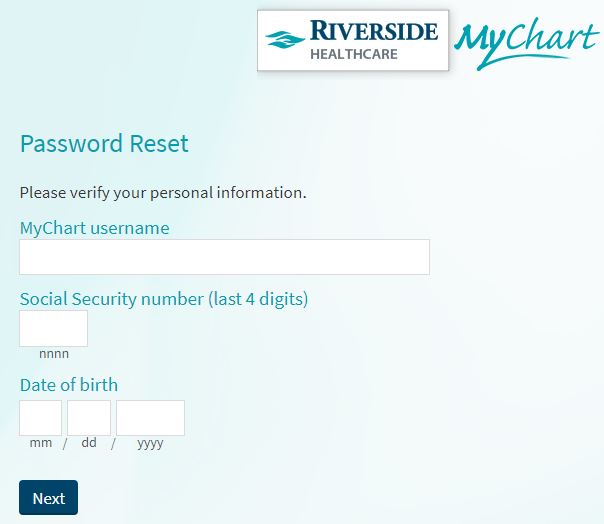 mychart login riverside forgot password