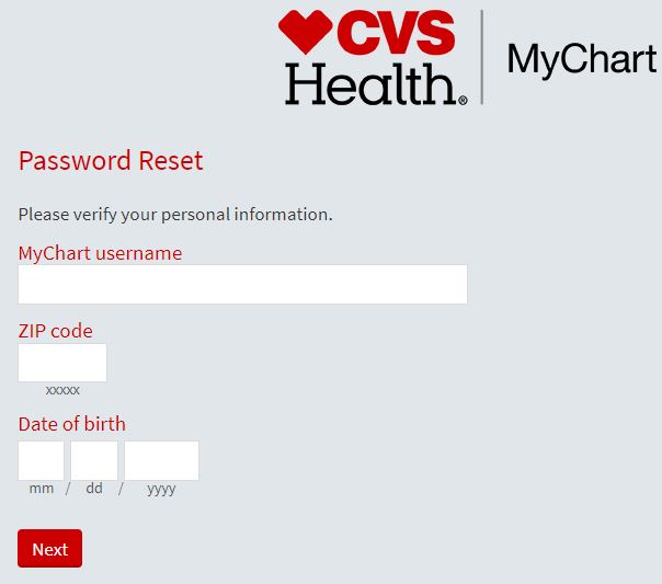 mychart minuteclinic forgot password