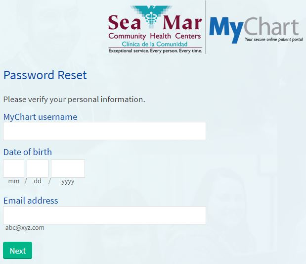 mychart seamar forgot password