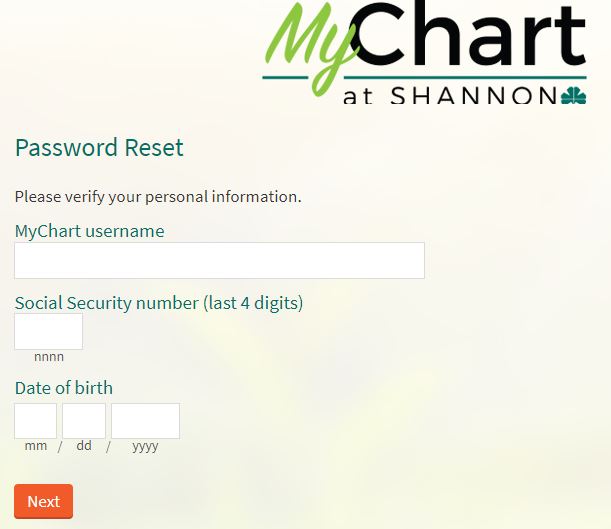mychart shannon forgot password