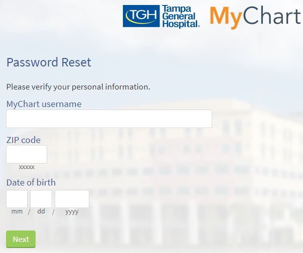 mychart tgh forgot password