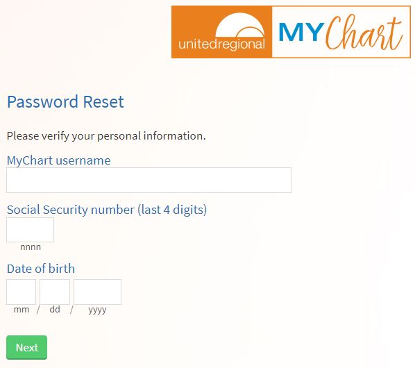 mychart unitedregional org forgot password