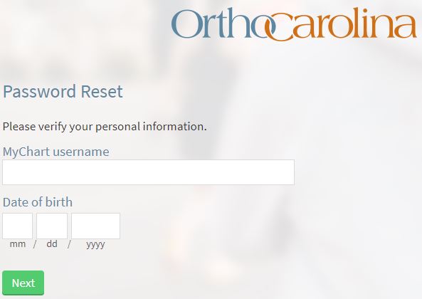 orthocarolina mychart forgot password