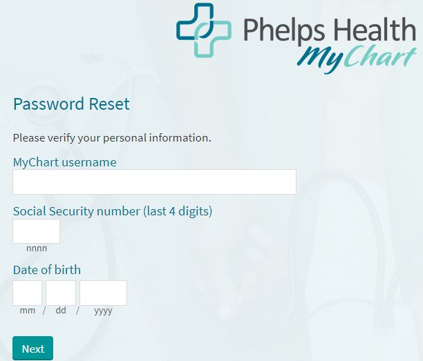phelps health mychart forgot password
