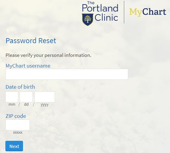 portland clinic mychart forgot password