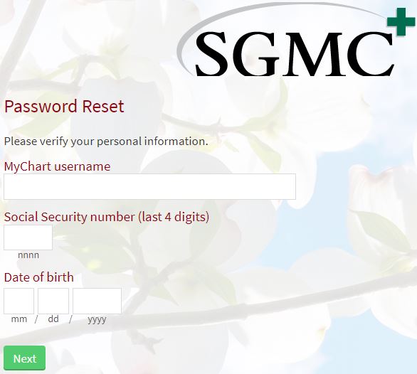 sgmc mychart forgot password